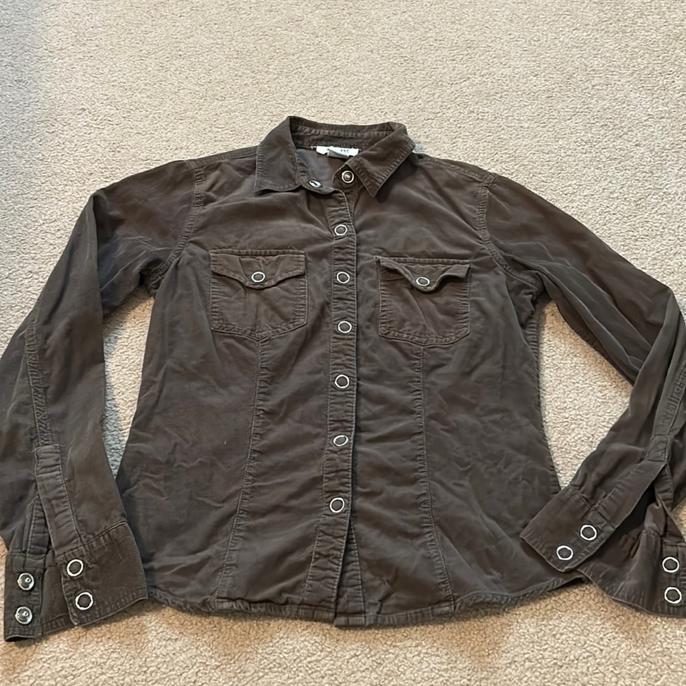 At last olive green button up shirt